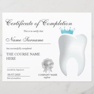 Papier Certificat de fin de cours de blanchiment des dent