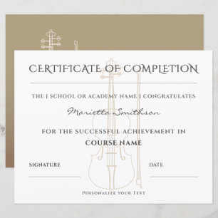Papier Certificat de fin de cours de violon classique mod
