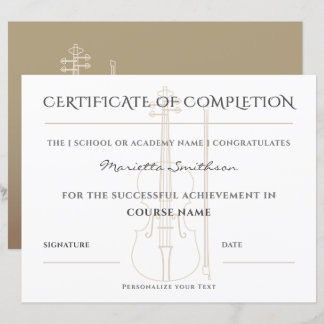 Papier Certificat de fin de cours de violon classique mod