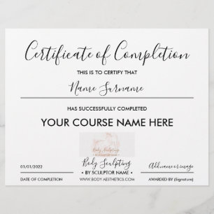 Papier Certificat de fin de la petite entreprise