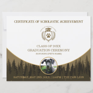 Papier Certificat de fin d'études pour animaux Diplôme de