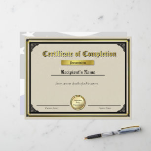 Papier Certificat de joint or mince en ligne bleue person