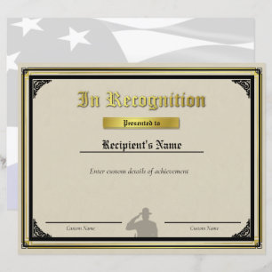 Papier Certificat de ligne bleue mince du soldat personna
