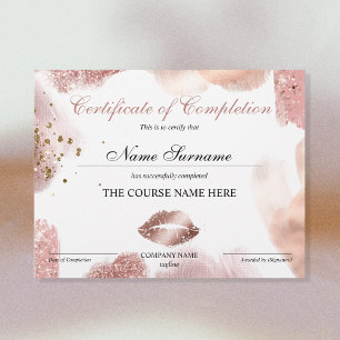 Papier Certificat de maquillage de fin de cours