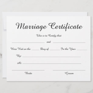 Papier Certificat de mariage minimaliste élégant de scrip