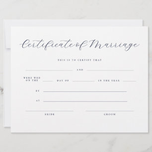 Papier Certificat de Mariage Serif Script Formel 