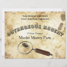 Certificat de mystère pour meurtre d'anniversaire