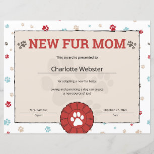 Papier Certificat de Naissance de Chiot pour Nouveau Prop