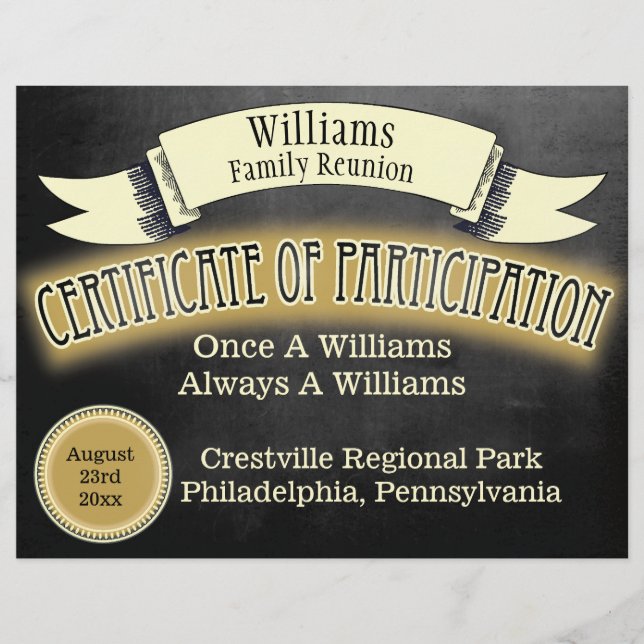 Papier Certificat de participation à la réunion de famill (Devant)