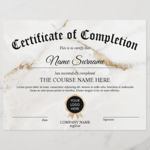 Papier Certificat de participation - Logo du cours
