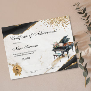 Papier Certificat de piano École de musique Considérant R