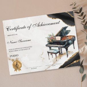 Papier Certificat de piano École de musique Considérant R