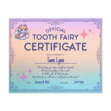 Certificat de première dent de lait perdu