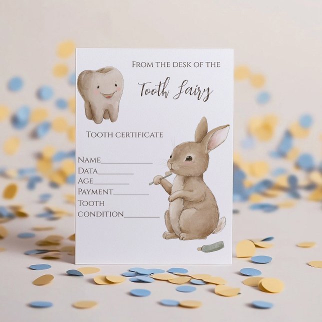 Papier Certificat de première fée des dents de Bunny (Créateur téléchargé)