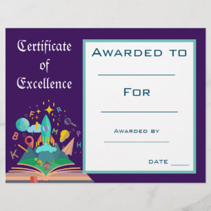 Papier Certificat de Prix de lecture Cute Fournitures de