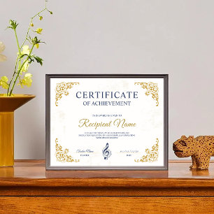 Papier Certificat de prix de musique à cadre classe doré