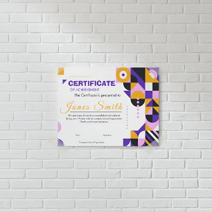 Papier Certificat de Réalisation de Mode Géométrique Abst