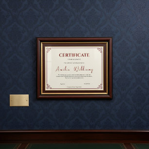 Papier Certificat de Réalisation Élégant Classique Vintag