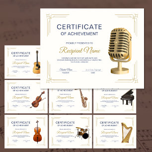 Papier Certificat de Récompense de Cours de Chant ClassyF
