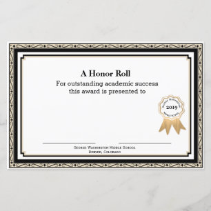 Papier Certificat de récompense scolaire marron et noir