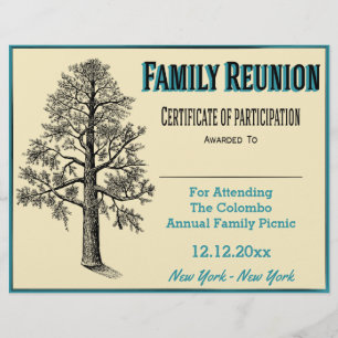 Papier Certificat de réunion de famille - Arbre de grande
