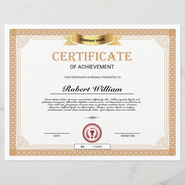 Papier Certificat De Réussite (Devant)