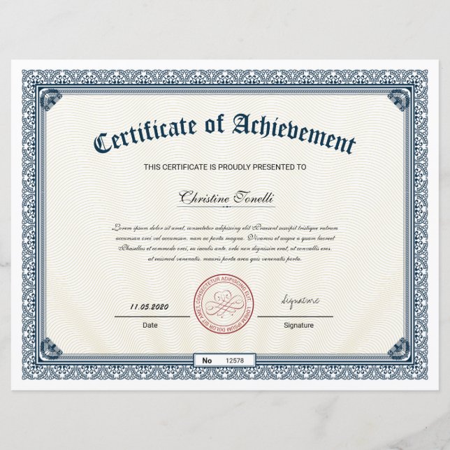 Papier Certificat de réussite (Devant)