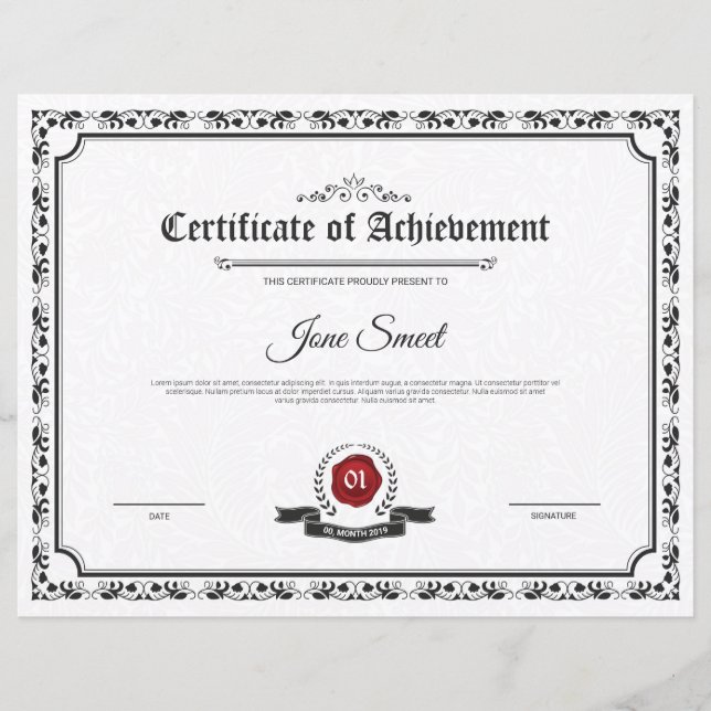 Papier Certificat de réussite (Devant)