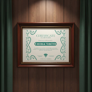 Papier Certificat de réussite à bordure de vigne verte et