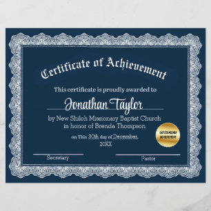 Papier Certificat de réussite bleu et jaune