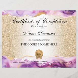 Papier Certificat de Réussite Cours de Beauté