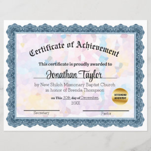 Papier Certificat de réussite en mosaïque bleue