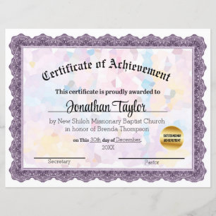 Papier Certificat de réussite en mosaïque de Mauve