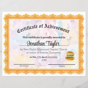 Papier Certificat de réussite en mosaïque orange