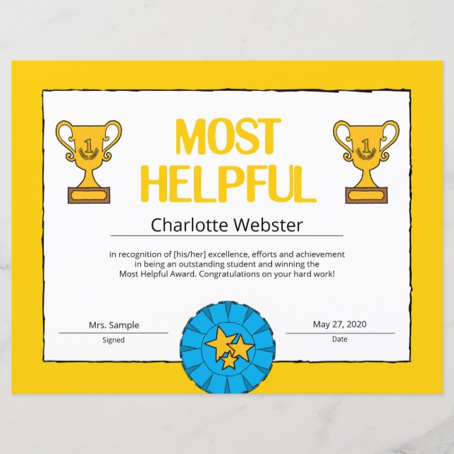 Papier Certificat de réussite le plus utile PDF (Devant)
