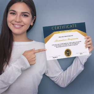 Papier Certificat de réussite moderne Blue Gold