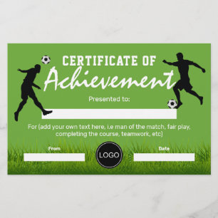Papier Certificat de réussite Prix du football