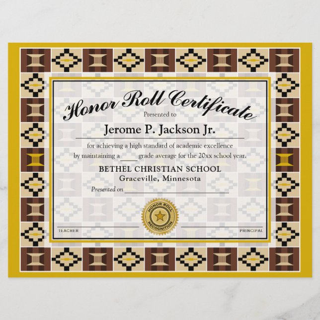 Papier Certificat de rouleau d'honneur Kente K17 Couleurs (Devant)
