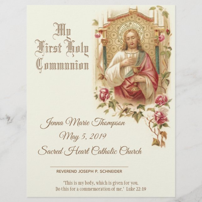 Papier Certificat de souvenir de la Sainte Communion cath (Devant)