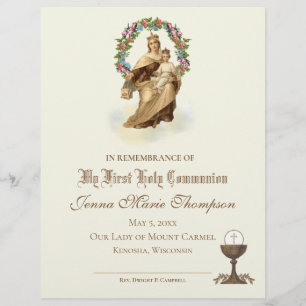 Papier Certificat de souvenir de la Sainte Communion cath