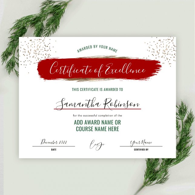 Papier Certificat de vacances d'excellence Prix Rouge Or (Créateur téléchargé)