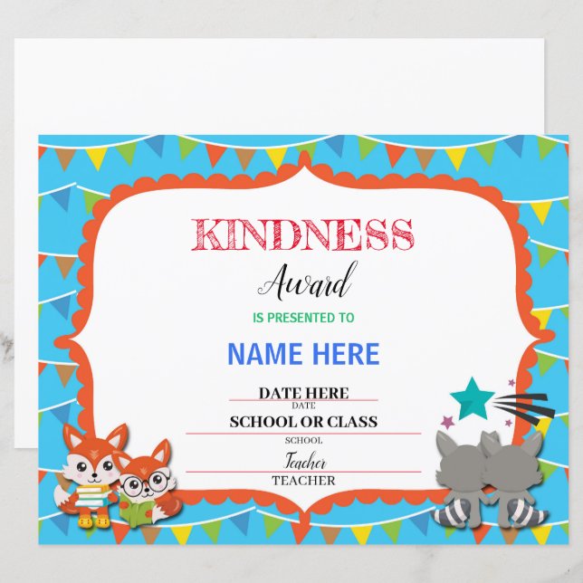 Papier Certificat d'école (Devant / Derrière)