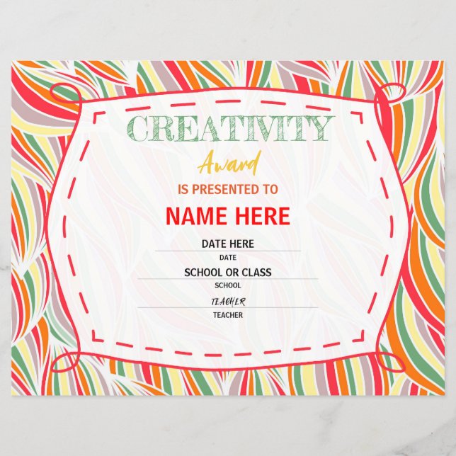 Papier Certificat d'école (Devant)