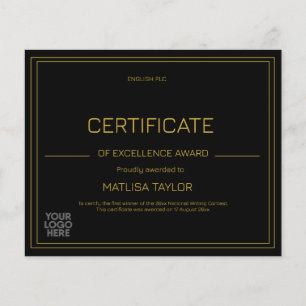 Papier Certificat d'excellence Ajouter un logo 