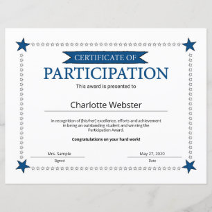Papier Certificat d'excellence pour la participation PDF