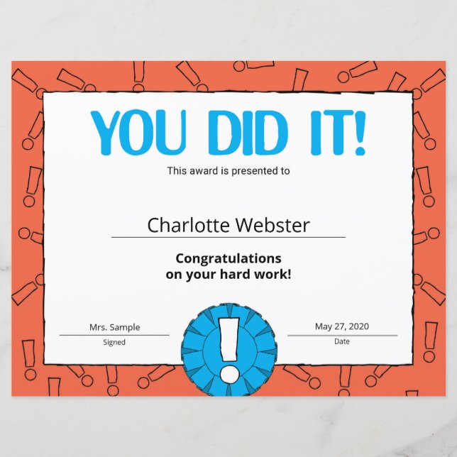 Papier Certificat d'excellence Vous l'avez décerné PDF (Devant)