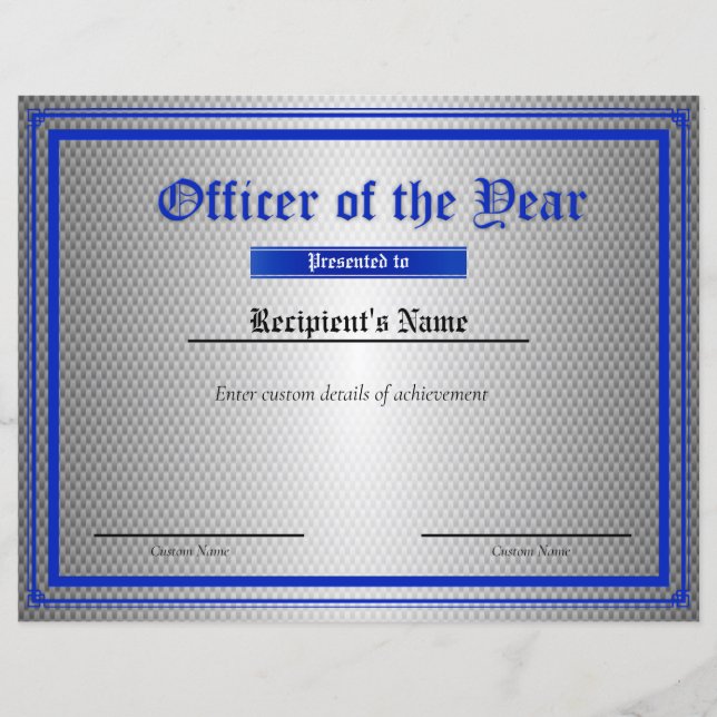 Papier Certificat d'indicateur de ligne bleue mince perso (Devant)