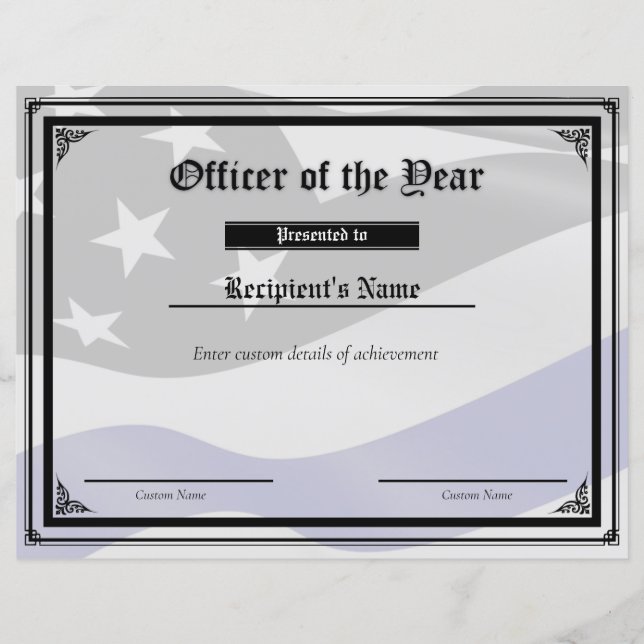 Papier Certificat d'indicateur de ligne bleue mince perso (Devant)