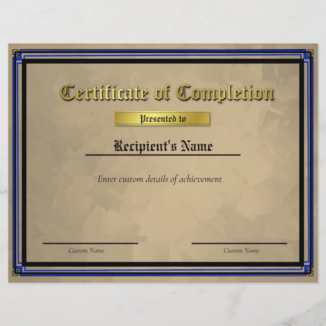 Papier Certificat d'indicateur de ligne bleue mince perso (Devant)