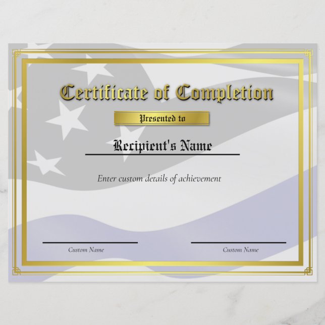 Papier Certificat d'indicateur de ligne bleue mince perso (Devant)